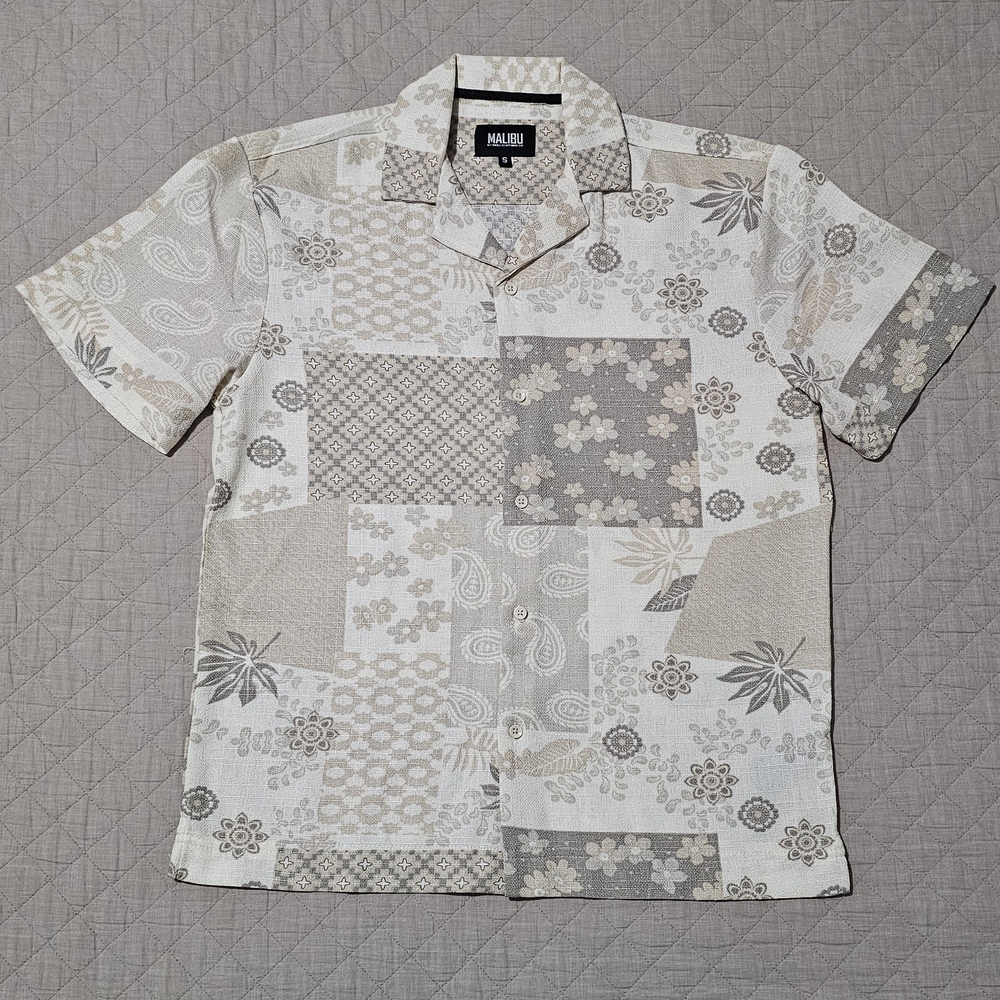 Malibu Patchwork Floral Paisley Hawaiian Shirt – Size Small (Fits M)